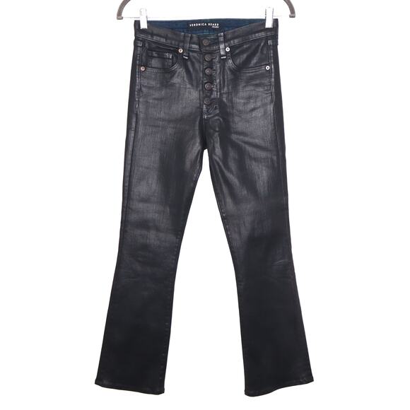 VERONICA BEARD Carolyn 10" Baby Boot Coated Jeans in Forest Green Women's 25 - Picture 1 of 11